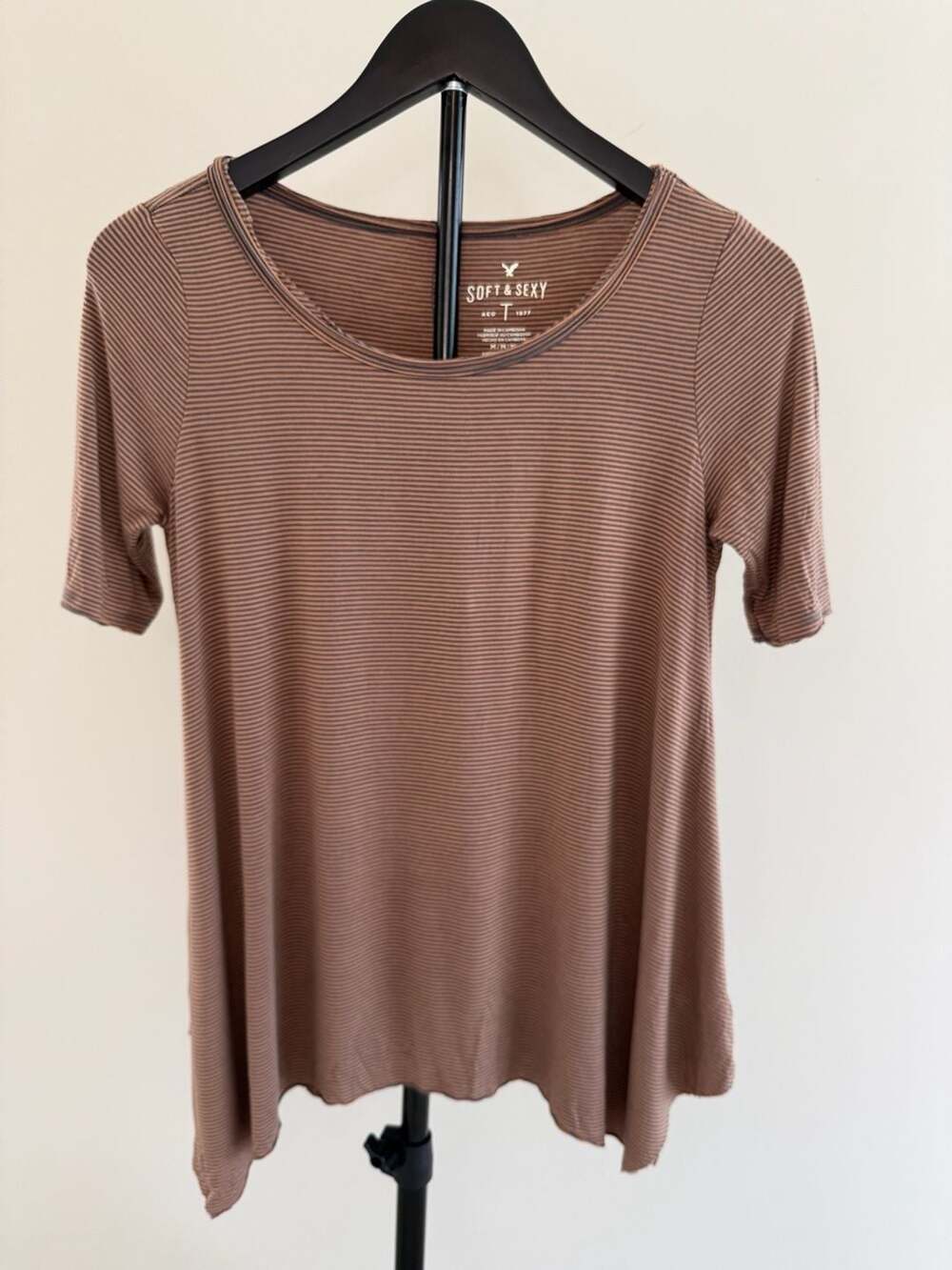 American Eagle Soft & Sexy Striped Tunic Size M Brown